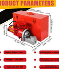 Electric Hydraulic Rebar Cutter 1700W With 1250W/1700W Copper Coil Motor displayed with red case and dimensions