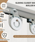 Sliding closet door roller kit for Three Lite Frosted Glass Bypass Sliding Closet Door Set With Track Kit And Floor Guide