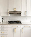 Champagne Bronze Cabinet Pulls Set Of 10, 5 Inch 128mm Solid Zinc Alloy Kitchen Cabinet Handles installed on white cabinets