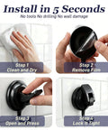 Install in 5 seconds using Heavy Duty Vacuum Suction Cup Hooks Black 2 Pack For Smooth Walls And Glass No Drill Needed guide.