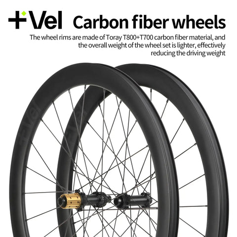 Vel Road Bike Carbon Wheelset 700C Clincher Disc Brake Tubeless Ready with 50mm Aero Rims and 36T Ratchet Hub