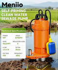 1HP Submersible Drain Pump With Float Switch Aluminum Sump Pump For Basement Flooding Garden And Yard Water Removal Heavy Duty