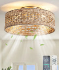 XINGSIYUELYX Boho Rattan Caged Fandelier Ceiling Fans with Lights, round woven rattan shade ceiling fixture.