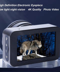 4K HD Eyepiece Camera For Telescopes With 3 Inch LCD Display And 5X Digital Zoom showing a wolf on screen