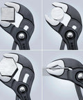 Cobra Water Pump Pliers 7 And A Quarter Inch Beefy Self Locking Pliers gripping square, round, hex, and flat objects.