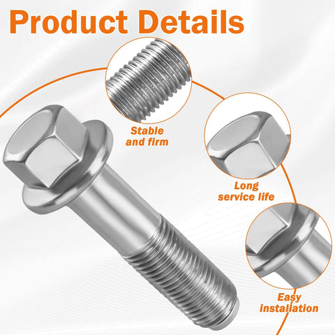 Close-up of 4 Pack Wheel Bearing Hub Bolts 901000285 for Subaru showcasing strong alloy build and detailed grooves.