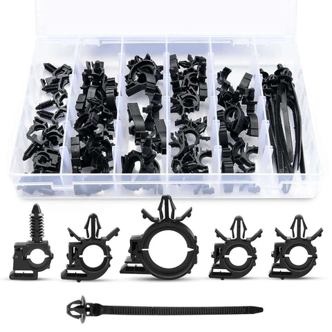 60Pcs Car Wire Loom Routing Clips Assortment In Six Sizes, Universal Wiring Harness Clip Replacement Kit for Honda GM Mazda