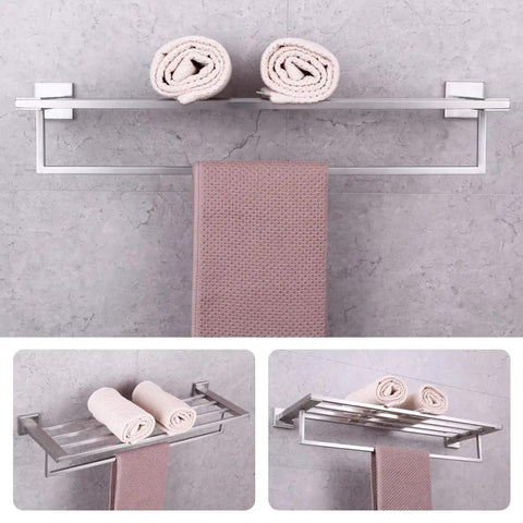 24 Inch Stainless Steel Bathroom Towel Rack And Shelf Wall Mount With Towel Bars All Metal SUS 304 Brushed Finish Built To Last
