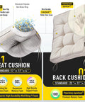Comfy Memory Foam Rocking Chair Cushions Set With Non Slip Seat And Back Pads, 2 Piece, Cream Color, showing composition and features