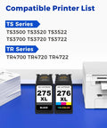 275XL Black And 276XL Color Ink Cartridges Combo Pack For Pixma Printers TR4700 TR4720 TS3700 TS3722 TS3500 TS3522 Replacement