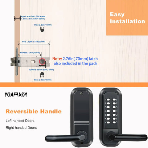 Heavy Duty Waterproof Mechanical Code Lock With Tough Keypad Deadbolt For Front Doors And Rock Solid Keyless Entry Security Plus No Sweat Mounting Hardware In Durable Matte Black