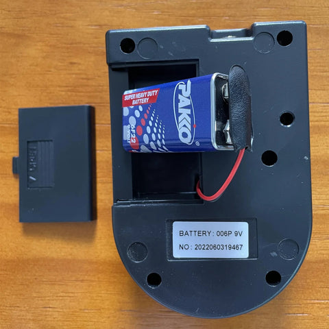 Battery compartment of Essential Anti Static ESD Wrist Strap Tester For Electronics Repair And Grounding Monitoring with 9V battery