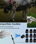 Golf course with black golf shaft ferrules, compatible with Titleist T100 T150 T200 T350 CB MB AP1 AP2 TMB