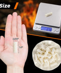 Fast Fire Starter Kit With 25 Fire Plugs For Quick Campfire Ignition Survival Gear showing plug size and weight.