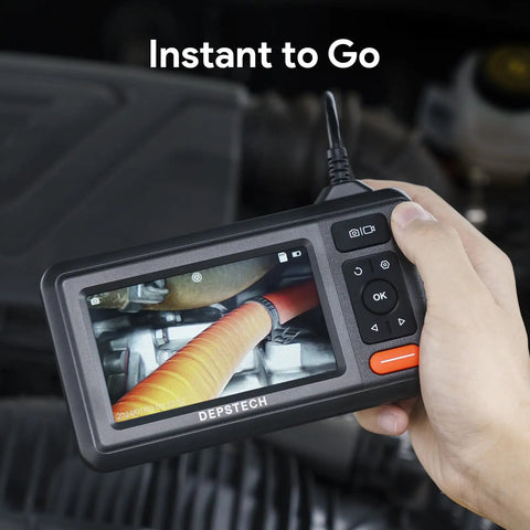 Dual Lens Endoscope Borescope Camera With Light, HD 4.3 Inch IPS Screen, IP67 Waterproof, 16.5ft Semi-Rigid Snake Cable For Cars, Walls, Drains And Pipes, Flip Between Front And Side Views With Ease, handheld in car engine