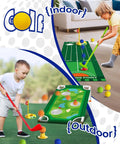 Toddler Golf Set With Putting Mat And Cornhole Board For Kids Aged 3 To 5 Includes 4 Lightweight Clubs 10 Balls 2 Holes And Portable Cart