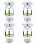 The Real Deal Quick Response Pendent Fire Sprinkler Head 1/2 Inch DN15 Copper Chrome Plated 199F 4 Pack showing four units.
