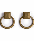 Peg And Ring Pulls 2 Inch Set Of 2 Solid Brass Cabinet And Furniture Hardware With Square Mount Holder and 35mm Screws Included