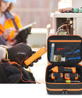 Tough Travel Tool Case Bag For ET310 Breaker Finder And RT250 GFCI Tester Two Layer Pro Grade Organizer with tools displayed