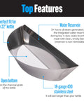 Slow N Sear Original Charcoal Basket For Weber 22 Inch Kettle Two Zone Smoker Attachment, stainless steel with water reservoir