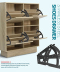 Two Layer Shoe Cabinet Hinge Flip Frames Stainless Steel Replacement Fittings for Kitchen and Living Room displayed on shoe rack