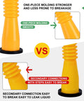 Comparison of one-piece molding vs secondary connection gas can spouts from Gas Can Spout Replacement Kit With Vent Caps And Thick Rubber Pad 8.1 Inch Nozzle For Most Half Gallon Five Gallon And Ten Gallon Oil Cans Super Easy Pour Spout Cover Base Caps Yellow.