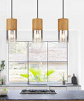 Adjustable Pendant Lamp With Frosted Gold Glass Shade Three E26 Bulbs Farmhouse Chandelier for Kitchen Island modern warm glow