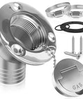 1-1/2 Inch Boat Gas Deck Fill Filler With Keyless Cap, Stainless Steel Marine Deck Filler For Boats And Yachts, screws and clamps