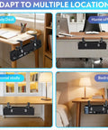 Under Desk Cable Organizer Tray With 20 Piece Kit, Breathable Mesh Vent Slot, mounted under various desk settings