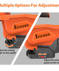 Battery Powered Seed Spreader For Lawns lightweight broadcast spreader with adjustment options for angle and speed settings.