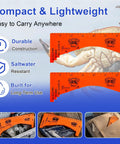 Two Pack Crab Gauge Tool Waterproof Plastic Measuring Device For Dungeness Blue Crab Rock Crab And Lobster Perfect For Fishing Crabbing And Outdoor Use Easy To Read, showing durable waterproof design and storage practicality.