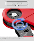 Pro Multifunctional Carbon Steel Crimping Pliers Ergonomic Hand Tool For Electricians And Automotive Technicians showing pressure regulating device.