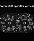 1 16 Scale 4WD RC Drift Car shown in drift operation process diagram with arrows and directional turns