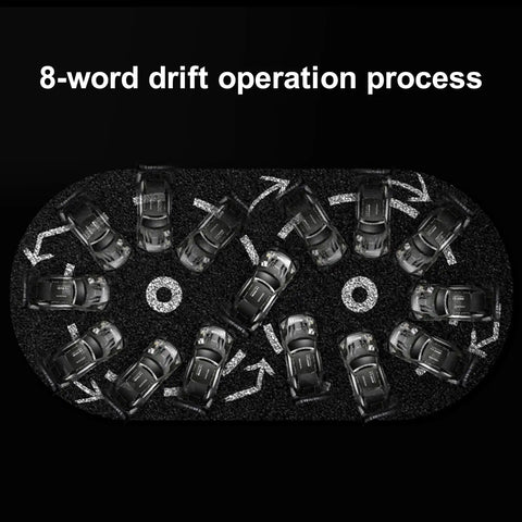 1 16 Scale 4WD RC Drift Car shown in drift operation process diagram with arrows and directional turns