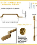 Vintage Brass Cabinet Pulls 6 Pack 5.04 Inch Center To Center Drawer Handles Zinc Alloy Kitchen Hardware Built To Last With Classic Retro Vibe For Cabinets And Drawers