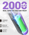 4V Cordless Screwdriver Set With 2000mAh Battery, USB C Charging, showing battery capacity and technology features.