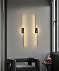 JGSYD Dimmable Led Wall Light with Remote Control Long Strip Modern Simple Aluminum Indoor Wall Sconce, Black-80Cm in stylish living space.