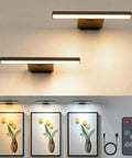 Killer Glow Two Pack Battery Operated Picture Lights With Remote mounted above art frames, featuring a sleek design and remote control.