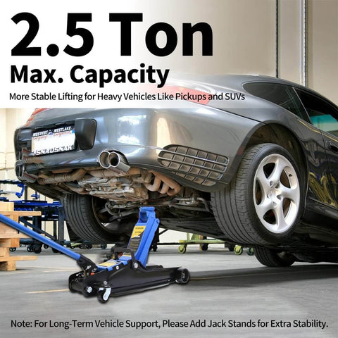2.5 Ton Hydraulic Floor Jack With Low Profile For Sedans And SUVs 3.4 Inch To 15.2 Inch Lift Range Alloy Steel Build lifting car