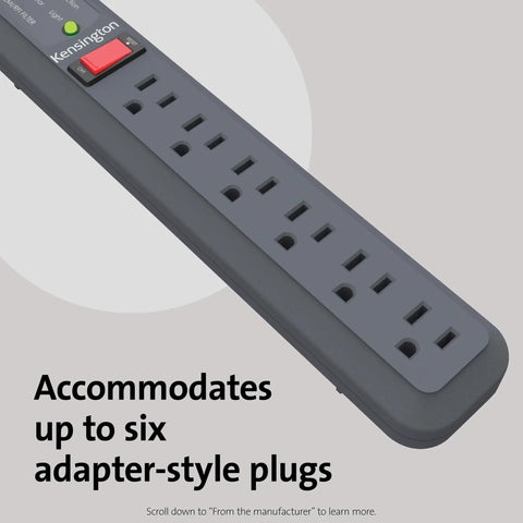 Guardian Six Outlet Power Strip With Fifteen Foot Surge Protector 540 Joules Black Indicator Light UL Listed Long Cord Close-up