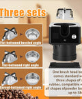 58mm Portafilter Cleaner Auto Espresso Residue Remover Swappable Brush Heads with three rubber head shapes for easy cleaning.