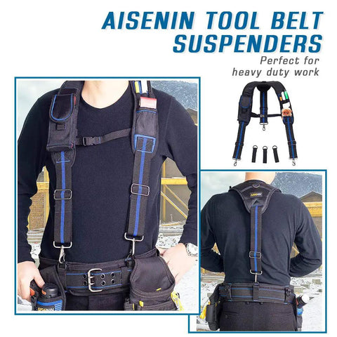 Tool Belt Suspenders With Magnet Pocket And Movable Phone Holder, heavy duty 1680D polyester, Y style design for work gear.