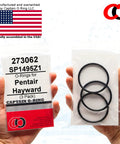 Replacement SP1495Z1 Union O Ring 273062 Three Pack For Pool And Spa Filter Fittings Compatible With Hayward Jacuzzi Waterway Pentair And More Ideal For Leaky Seals And Quick DIY Pool Maintenance. Three black O-rings in labeled pouch, 273062 SP1495Z1, made in USA.