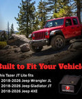 Tazer JL JT Lite Programmer For Jeep Wrangler JL And Gladiator JT Easy Plug In Tuner To Adjust Tire Size Gear Ratio TPMS Speedometer Axle Settings And More For 2018 To 2026 Jeep JL Gladiator JT, red Jeep Gladiator on trail