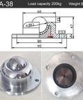 Heavy Duty Precision Universal Ball Bearing Casters And Smooth Rolling Nylon Stem Wheels For Any Furniture or Gear Setup. IA-38 model with 200kg load capacity.