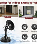 No Drill Magnetic Door Stopper 2 Pack Black Easy Install Door Catch Holder with magnetic design, indoor and outdoor use.