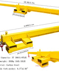 Built Like A Tank 3 Ton Telescopic Forklift Boom Attachment showing 12.1ft length, carbon steel, and lifting hooks.
