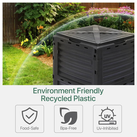 80 Gallon Outdoor Compost Bin Tumbler For Garden Patio And Yard, High Capacity Waste To Nutrients In 6-8 Weeks, BPA Free Polypropylene