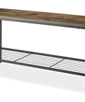 Industrial Entryway Bench With Hidden Storage Shelf, Durable Engineered Wood Top Holds Up To 250 Lbs, black steel frame