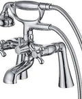 Deck Mount Clawfoot Tub Faucet With Hand Shower, Vintage Two-Hole Bath Filler, 6.85 Inch Center Set, Chrome Finish, Diverter Valve